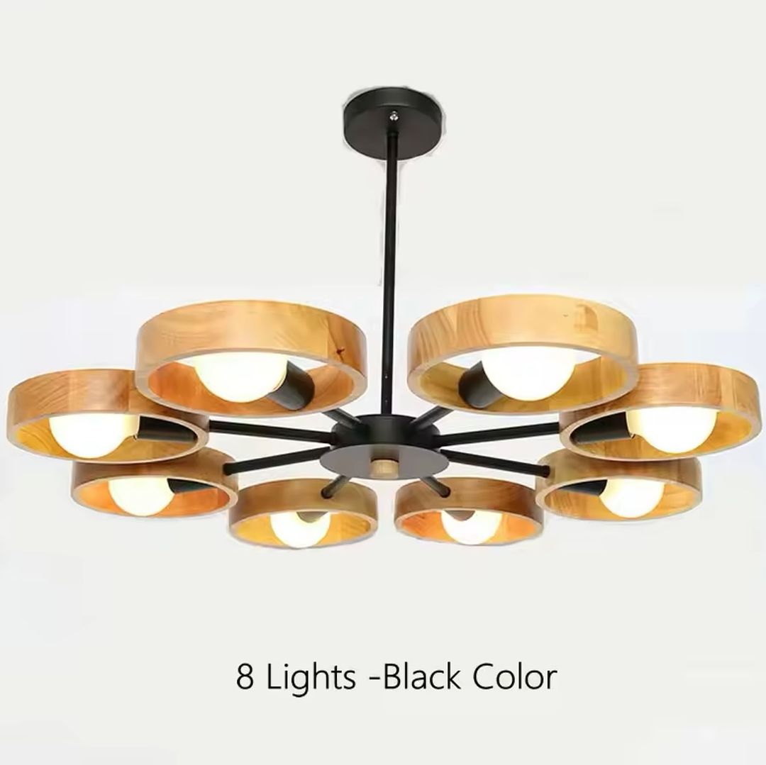 Wooden Ring Multi-Light Ceiling Chandelier