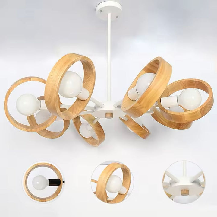 Wooden Ring Multi-Light Ceiling Chandelier