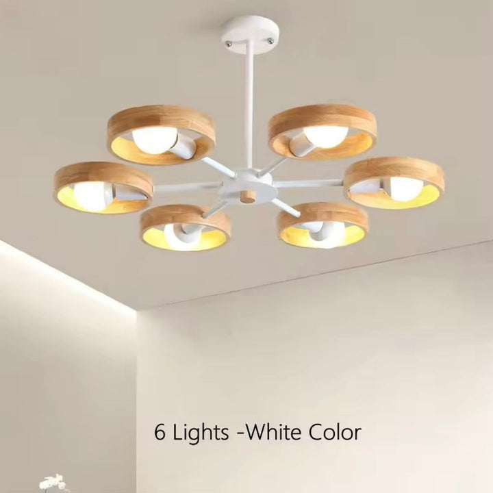 Wooden Ring Multi-Light Ceiling Chandelier