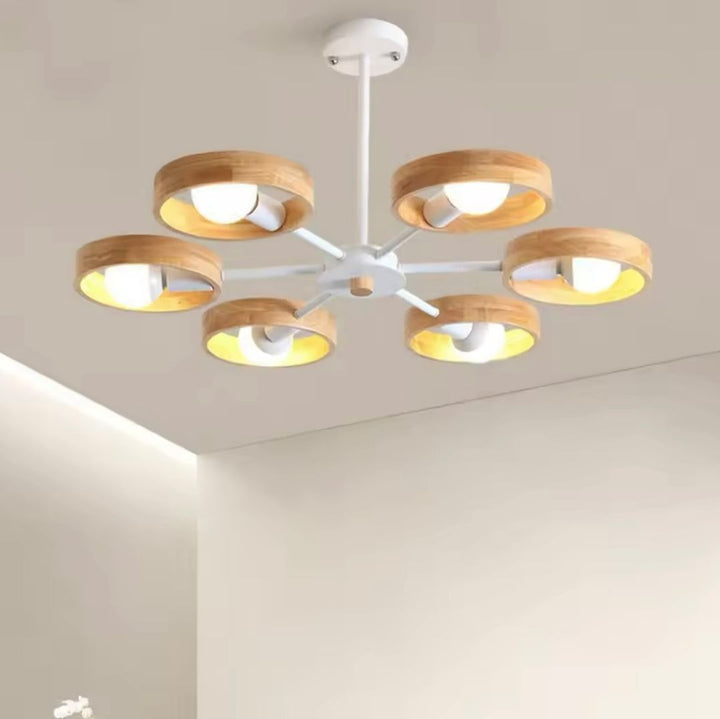 Wooden Ring Multi-Light Ceiling Chandelier