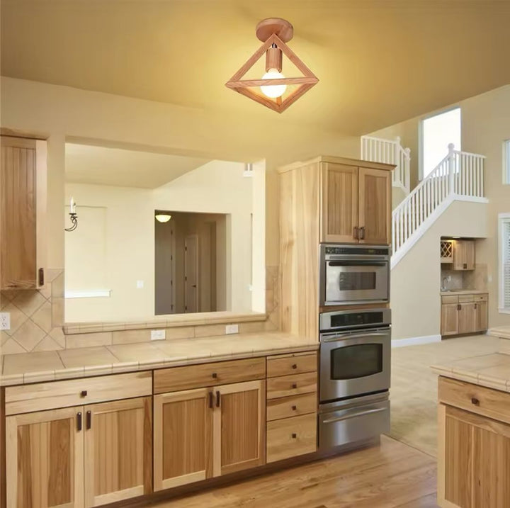 Wooden Cube Ceiling Light Fixture