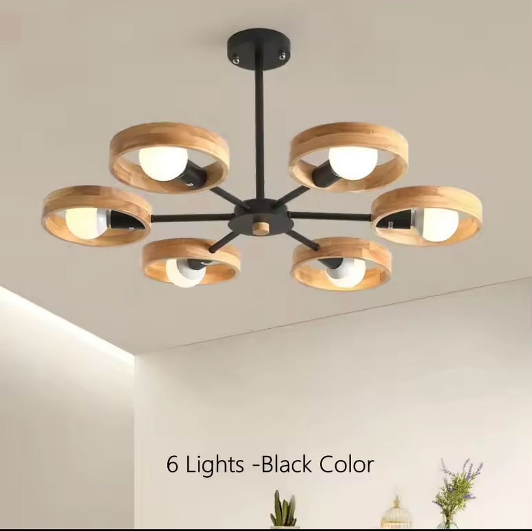 Wooden Ring Multi-Light Ceiling Chandelier