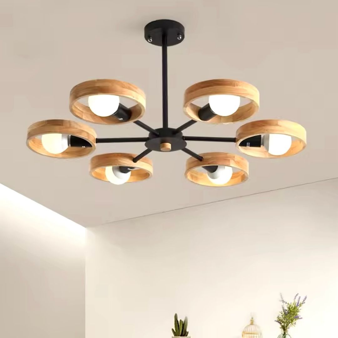 Wooden Ring Multi-Light Ceiling Chandelier