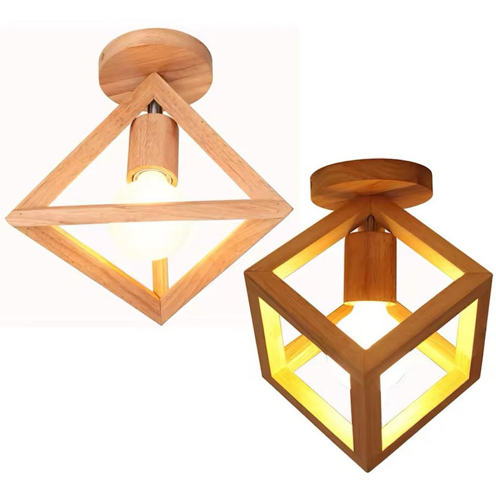 Wooden Cube Ceiling Light Fixture