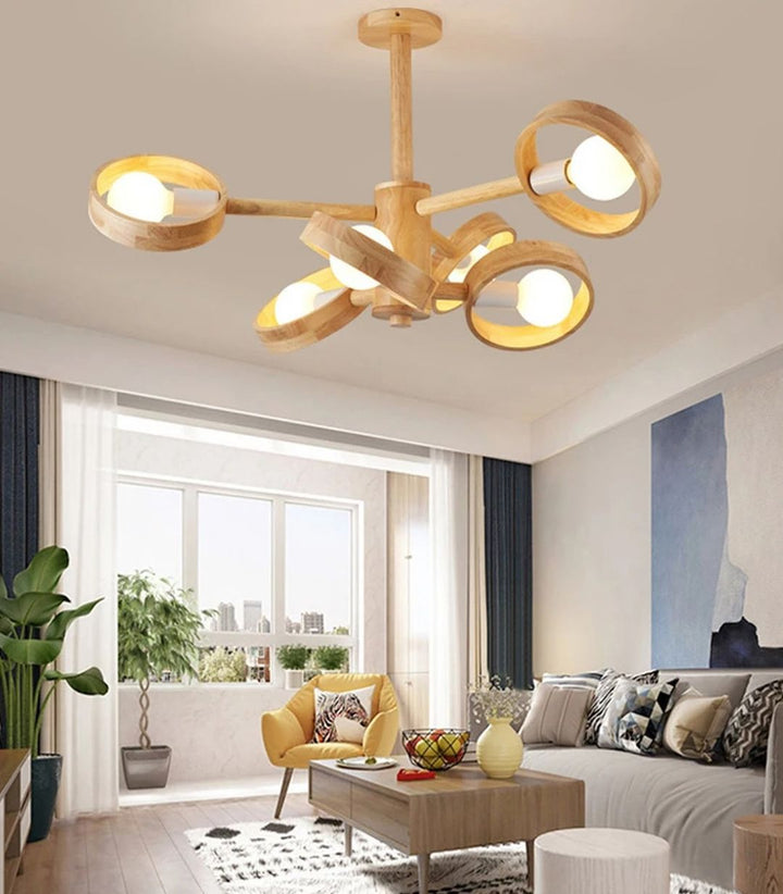 Wooden Multi-Light Ceiling Fixture