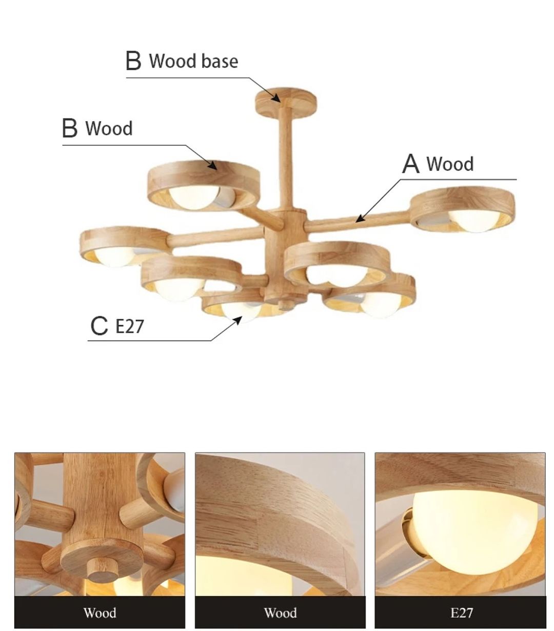 Wooden Multi-Light Ceiling Fixture