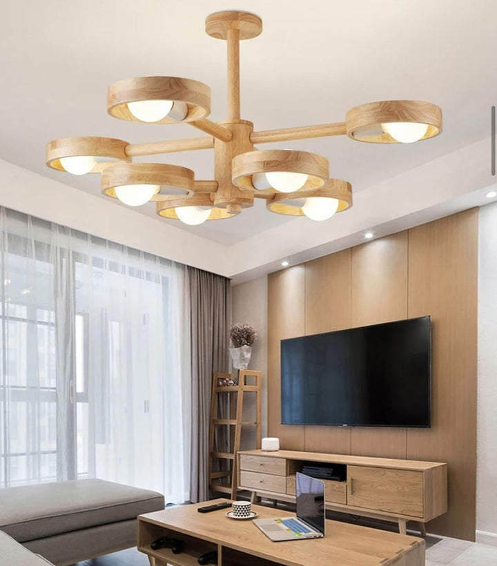 Wooden Multi-Light Ceiling Fixture