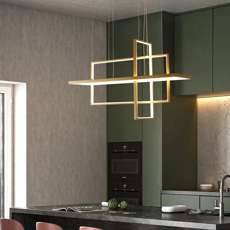 Modern Geometric LED linear Chandelier