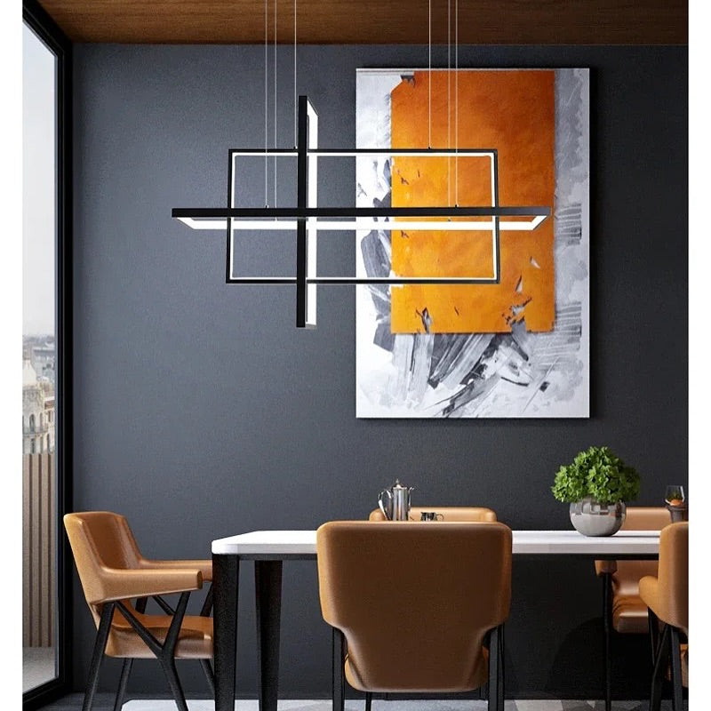 Modern Geometric LED linear Chandelier