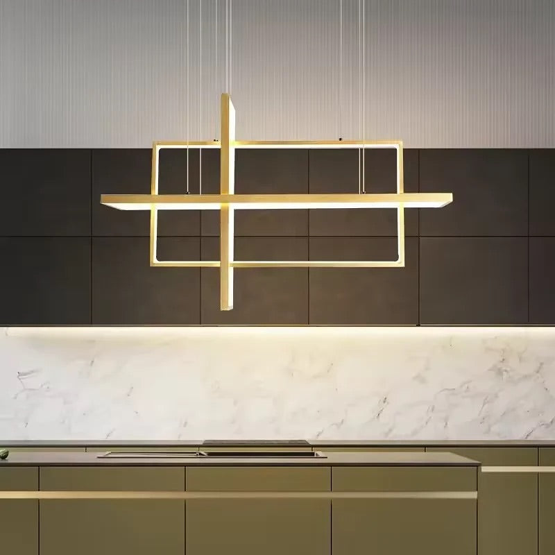 Modern Geometric LED linear Chandelier