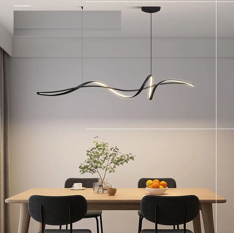 Modern Wave LED Pendant linear Light