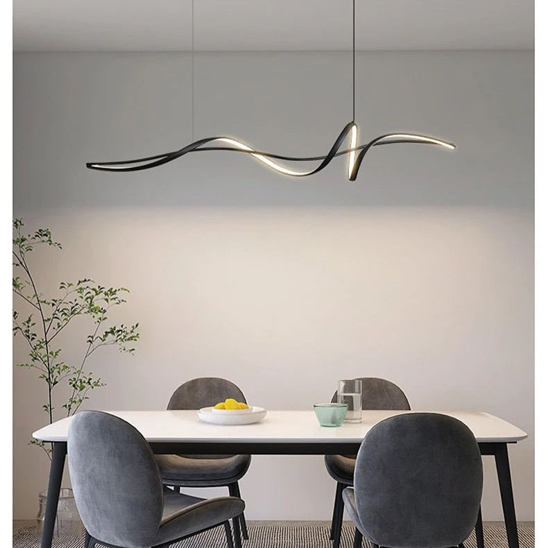 Modern Wave LED Pendant linear Light