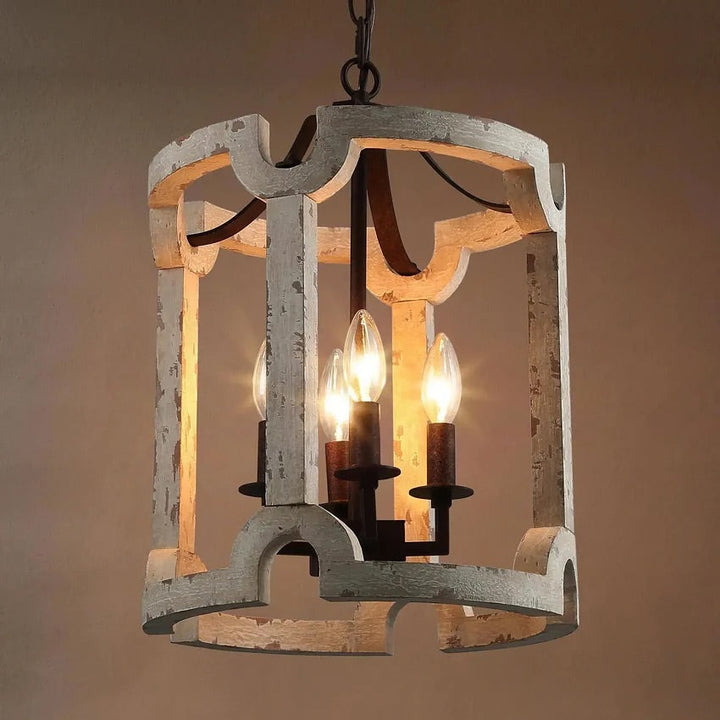 Rustic Whitewashed Lantern Pendant Light