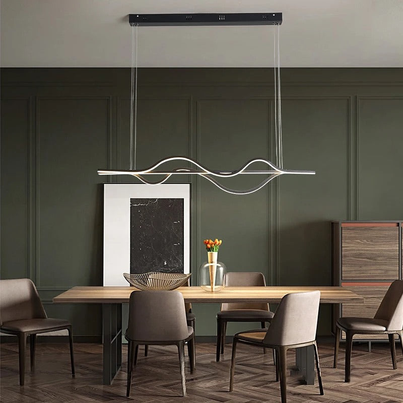 Modern Minimalist Wave LED Pendant linear Light