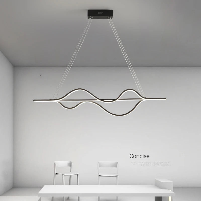 Modern Minimalist Wave LED Pendant linear Light