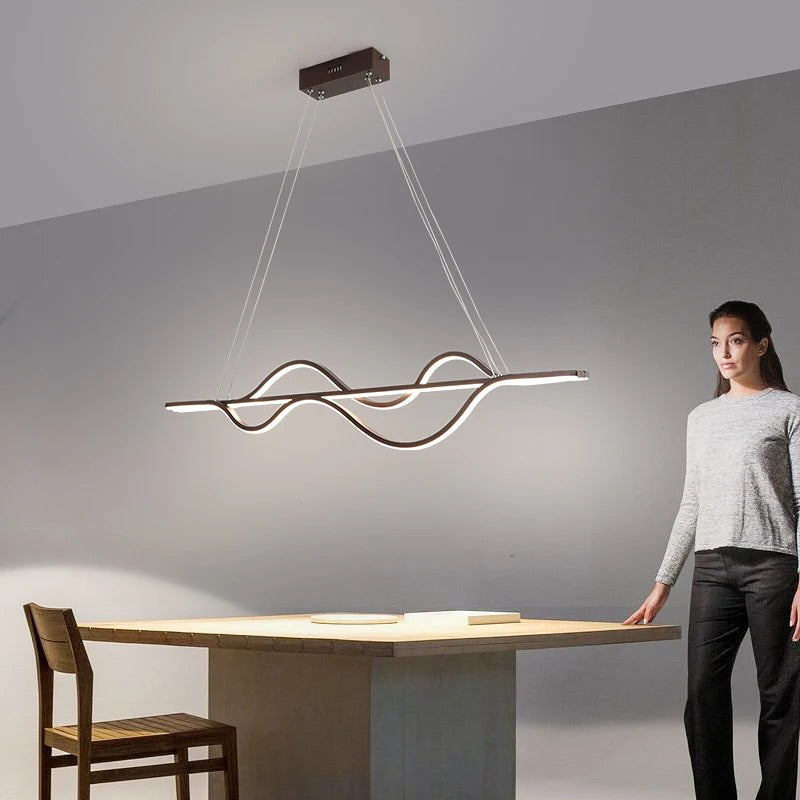 Modern Minimalist Wave LED Pendant linear Light