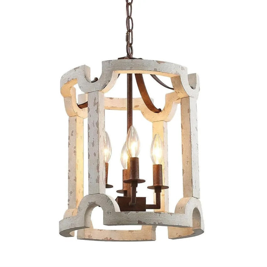 Rustic Whitewashed Lantern Pendant Light