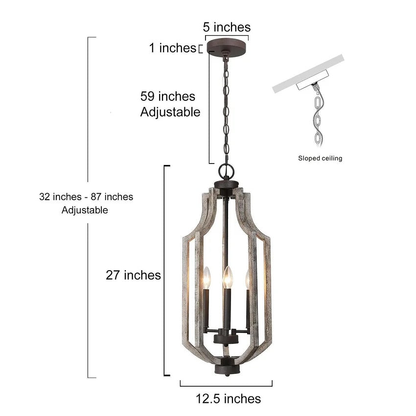 Rustic Adjustable Lantern Pendant Light