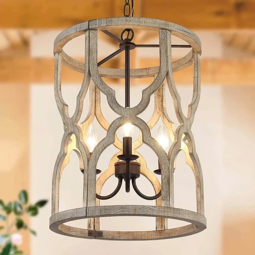 Rustic Barrel Lantern Pendant Light