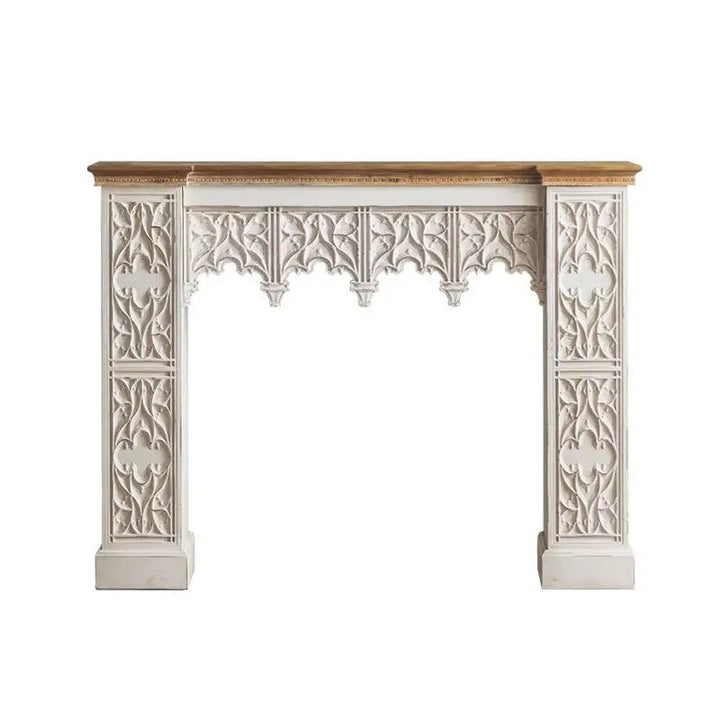 Antique White Console Table with Intricate Carvings