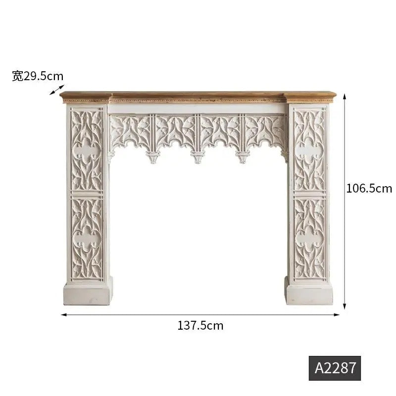 Antique White Console Table with Intricate Carvings