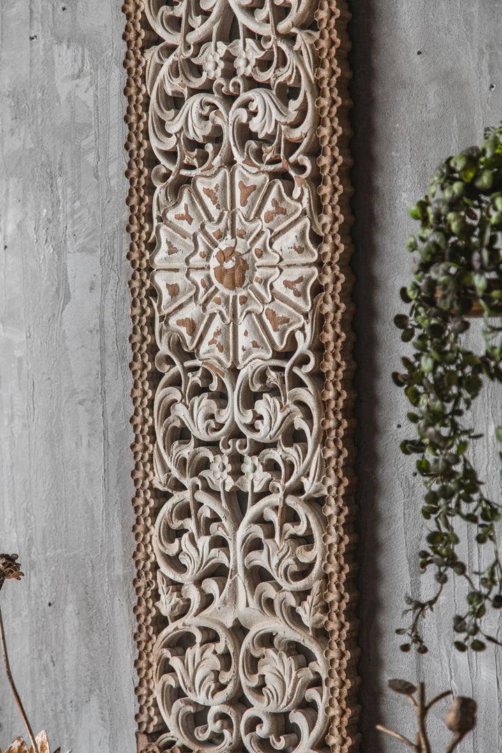 Rustic Carved Wooden Wall Panel Decor