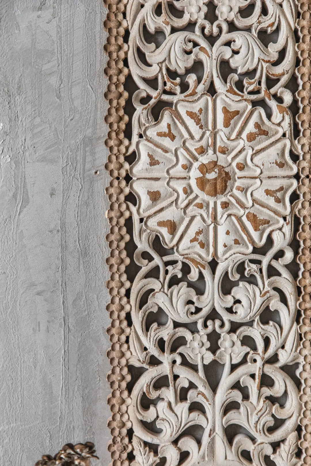 Rustic Carved Wooden Wall Panel Decor