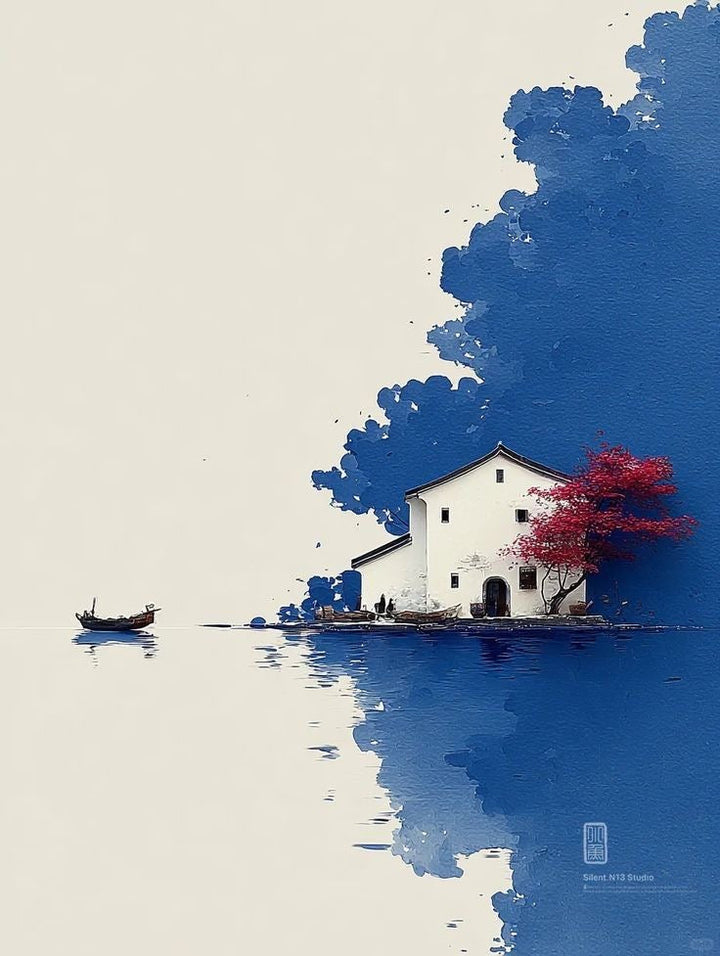 Lakeside House Reflection Canvas