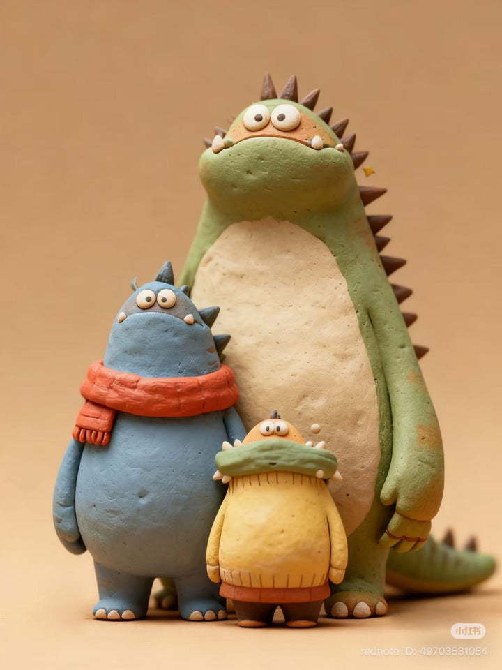 Cute Dinosaur Family Canvas Wall Art