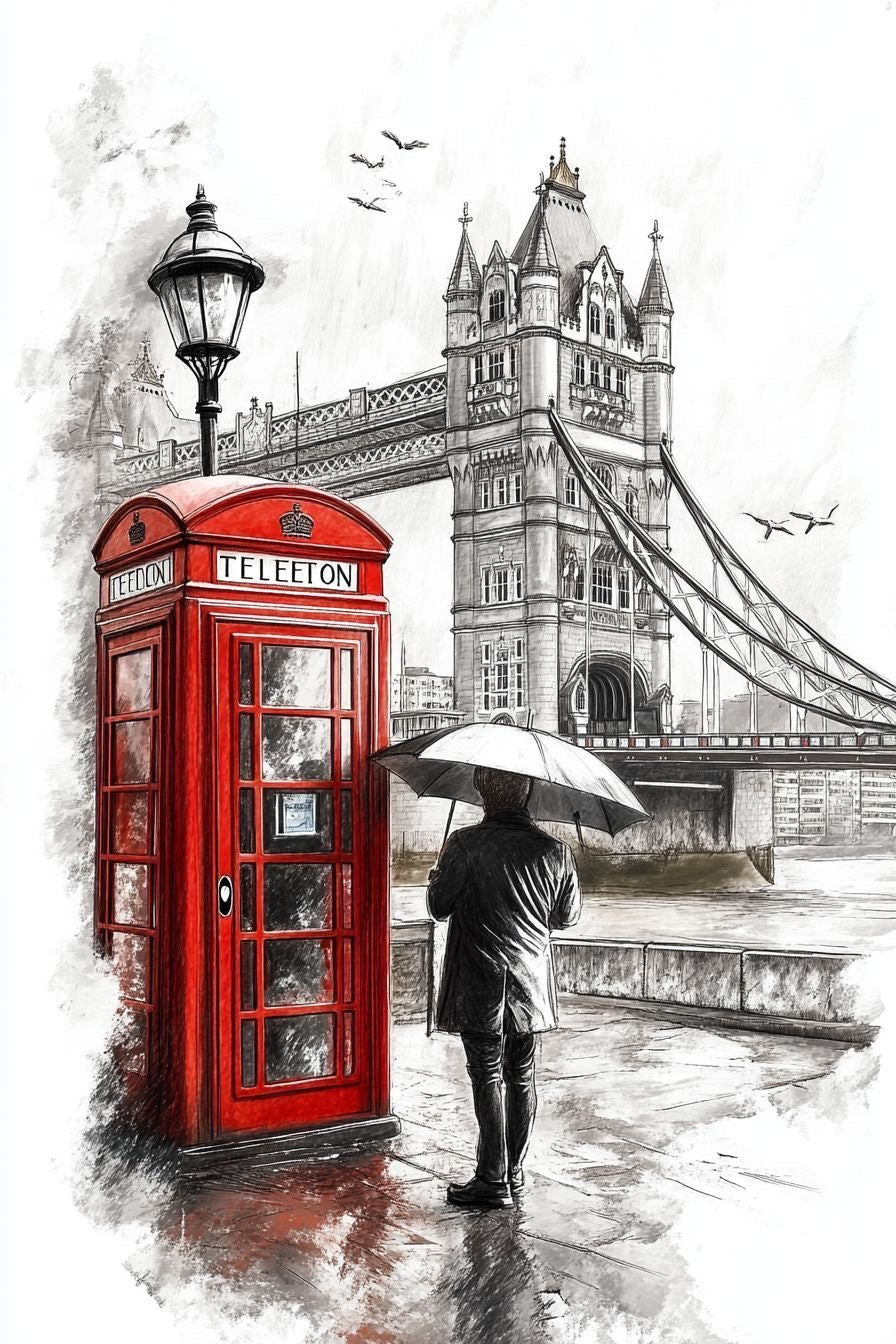 London Red Telephone Booth Framed Art