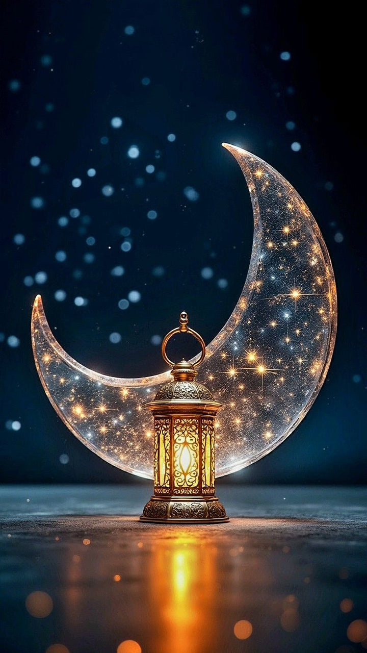 Luminous Crescent Lantern Canvas