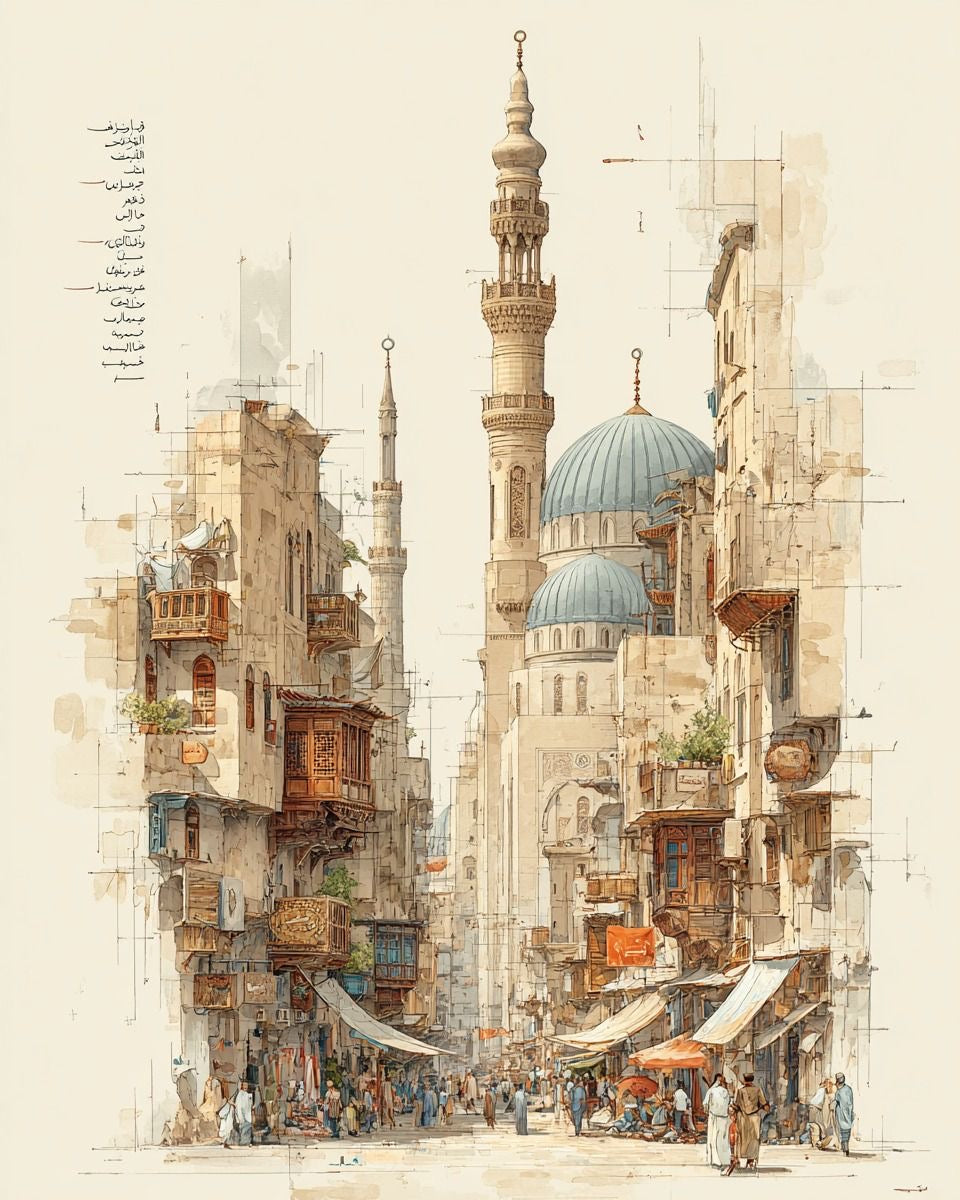 Historic Islamic Street Canvas