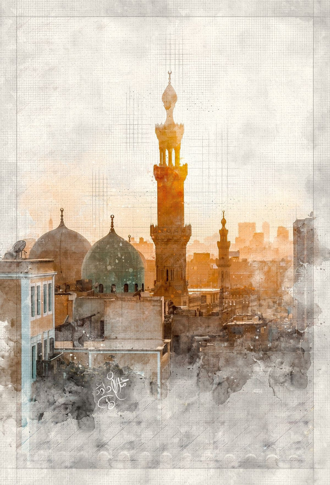 City Mosque Skyline Canvas