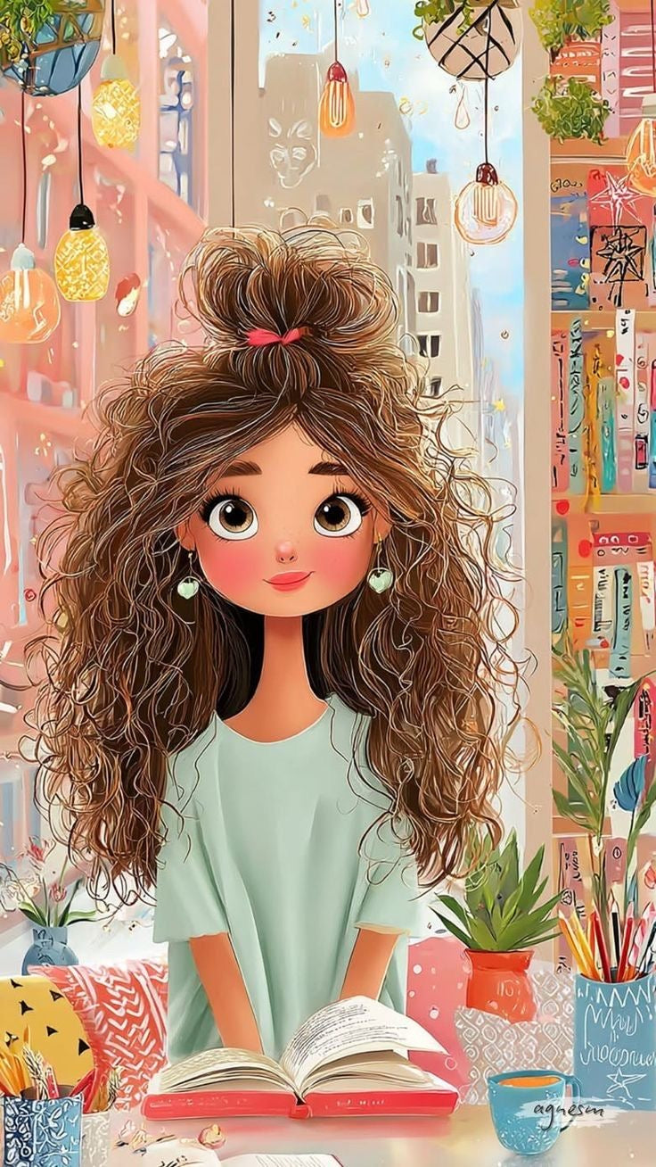 Whimsical Girl Reading Canvas