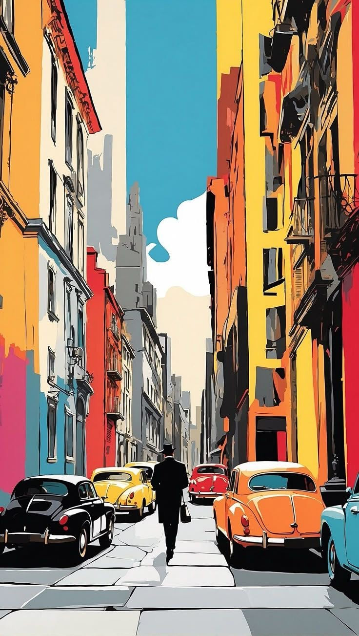 Colorful European Street Canvas