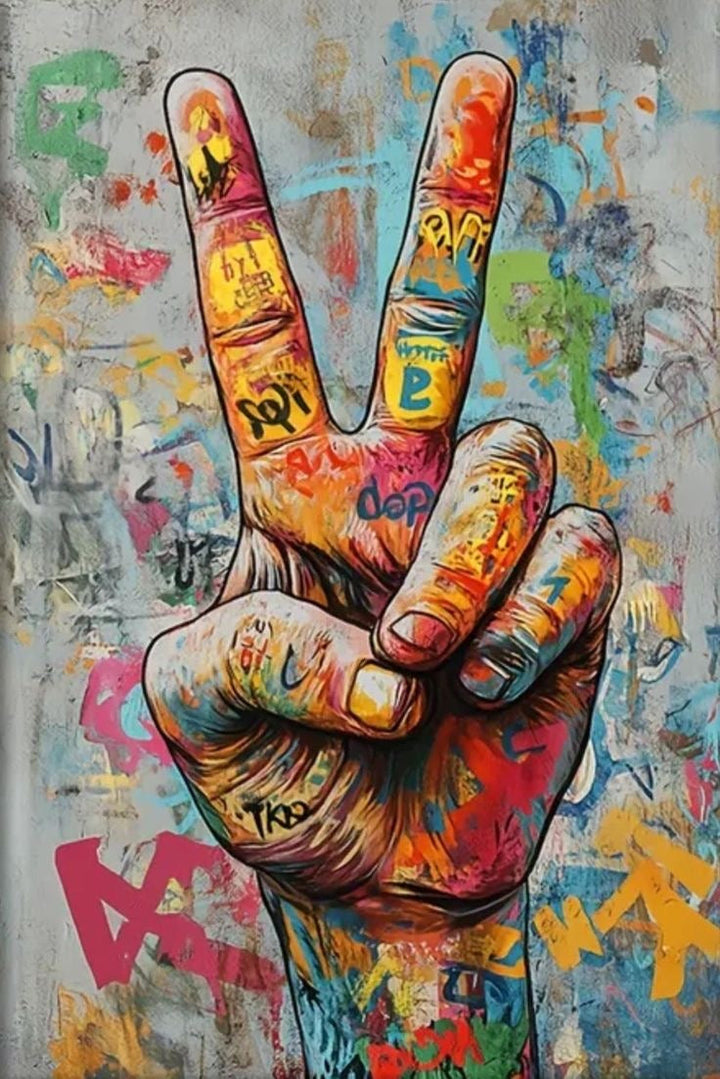 Colorful Peace Sign Hand Canvas