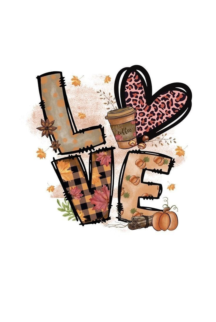 Autumn LOVE Coffee-Themed Canvas Wall Art