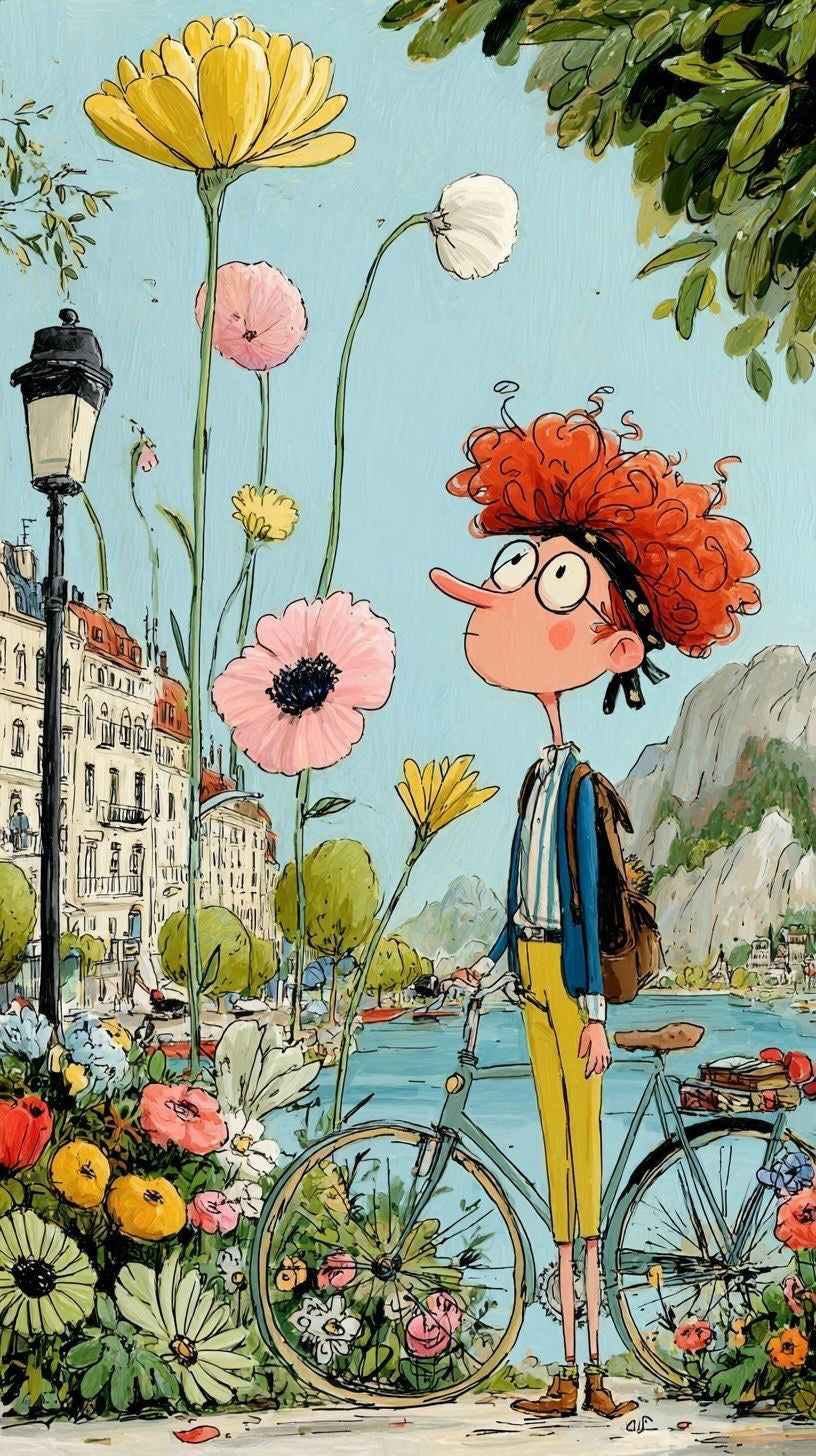 Dreamy City Flowers Illustration Canvas