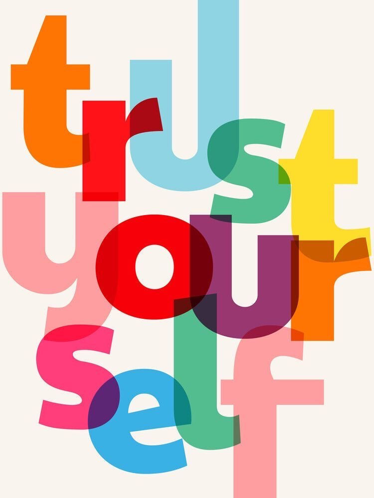 Trust Yourself Colorful Typography Canvas