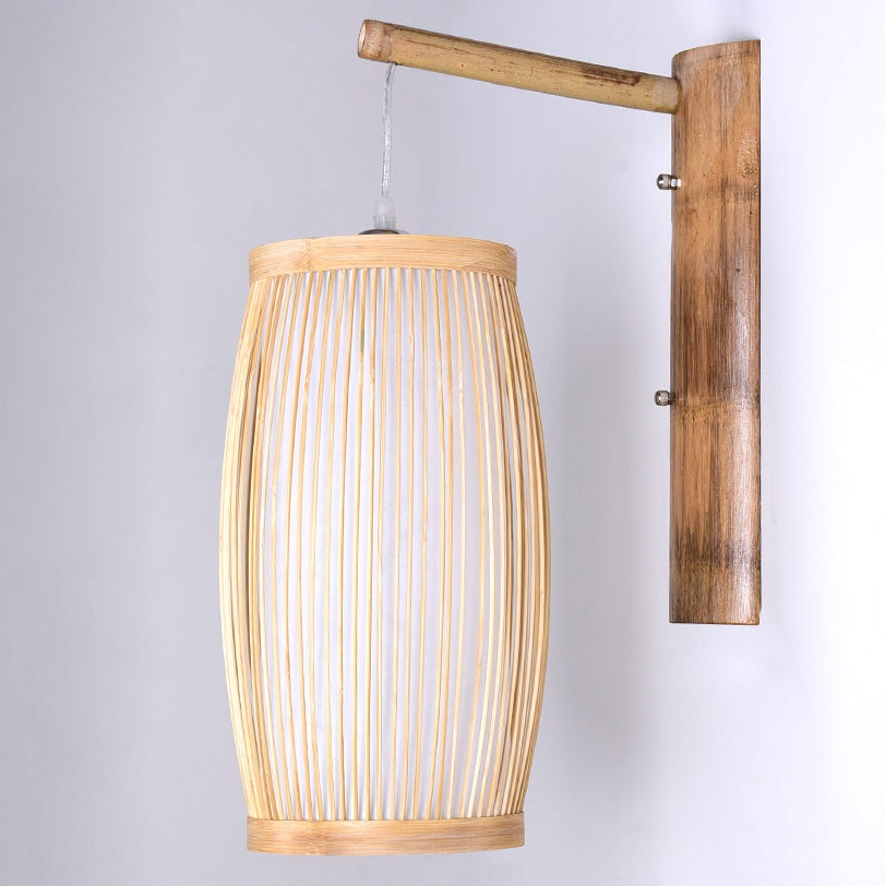 Wall Mounted Light with Bamboo Stripes Shade