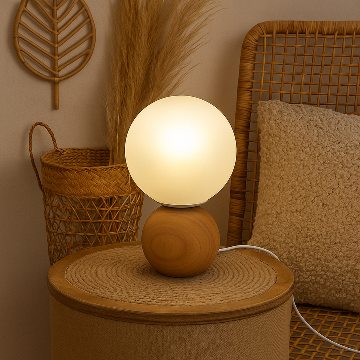 Wooden Globe Table Lamp