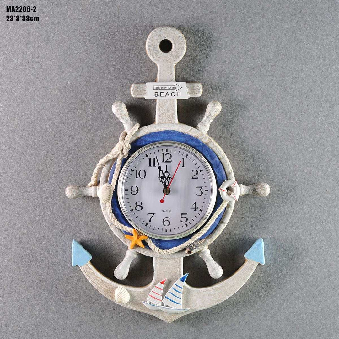 Anchor wall clock with nautical rope design hanging on wall