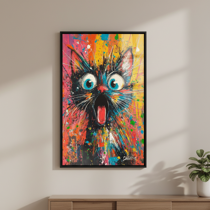 Colorful Abstract Cat Pop Art Canvas