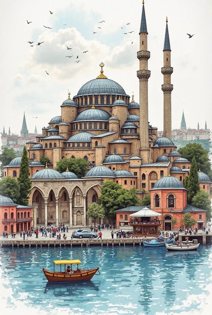 Istanbul Mosque Waterfront Framed Wall Art