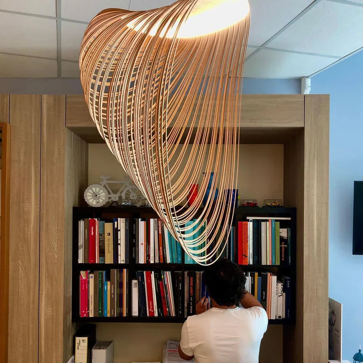 Wooden Modern LED Sculptural Pendant Light