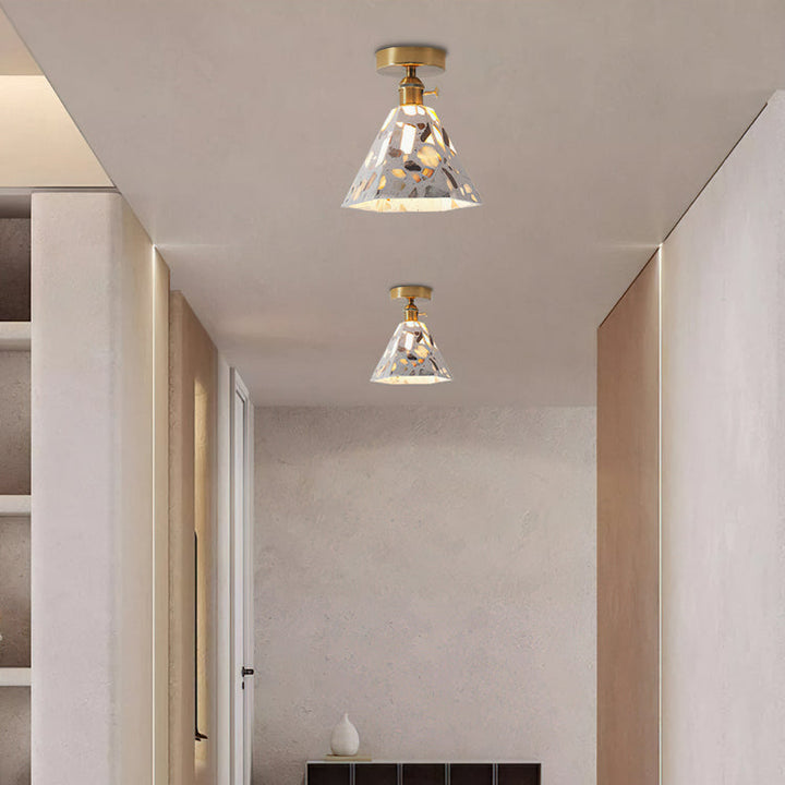 Brass Terrazzo Cone Pendant Light