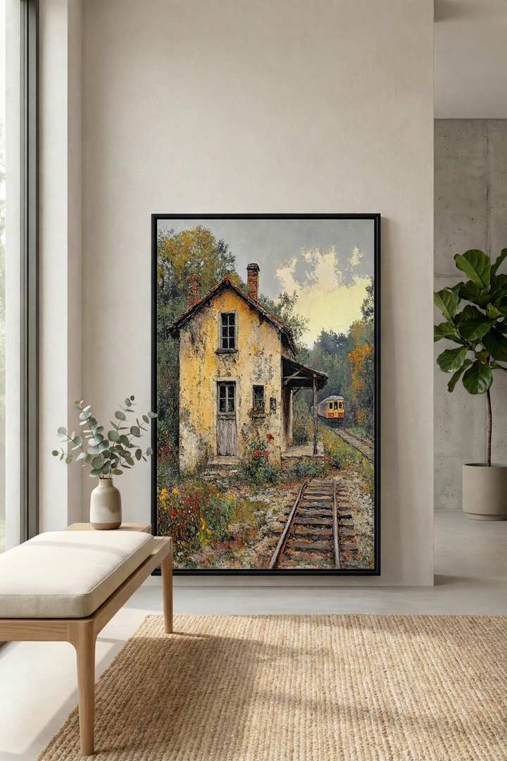 Rustic Railway Cottage Framed Wall Art
