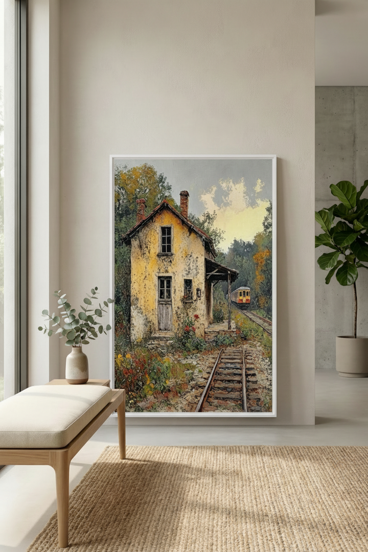 Rustic Railway Cottage Canvas Wall Art