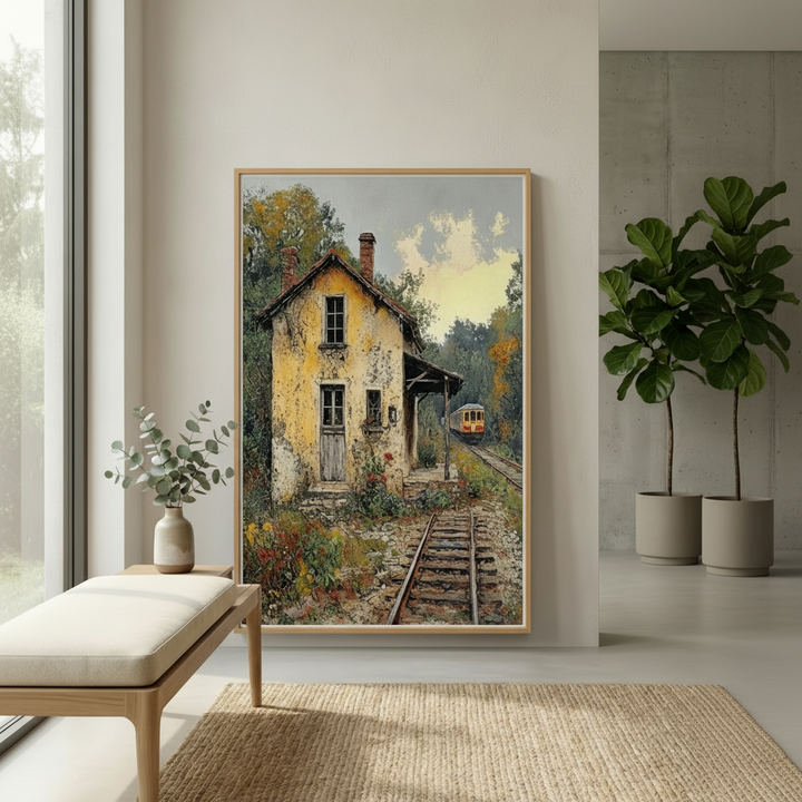 Rustic Railway Cottage Canvas Wall Art