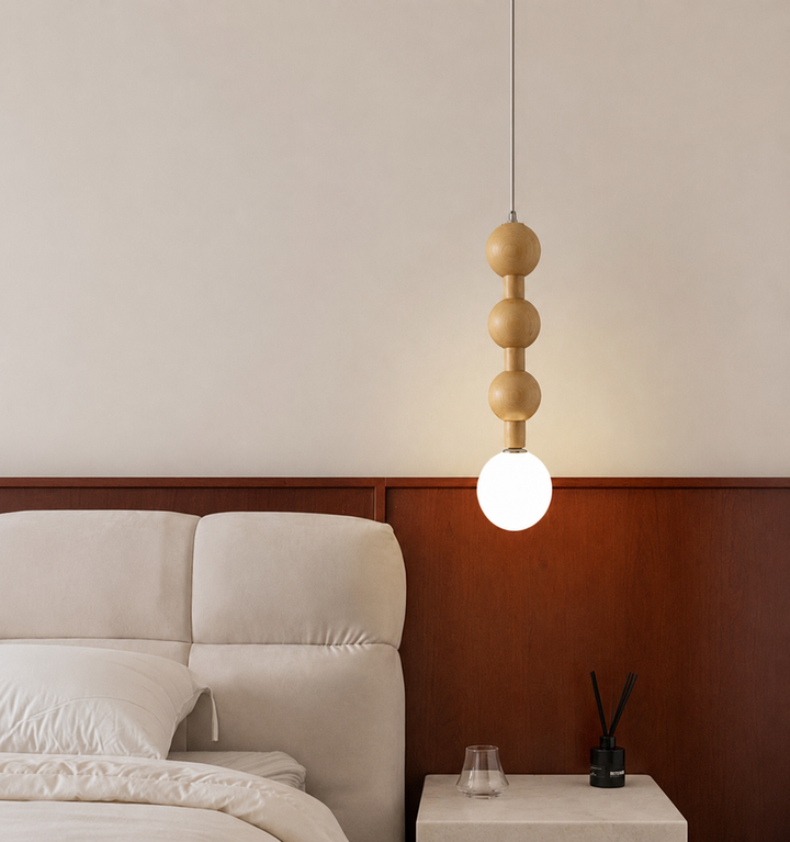 Modern Wooden Bead Pendant Light